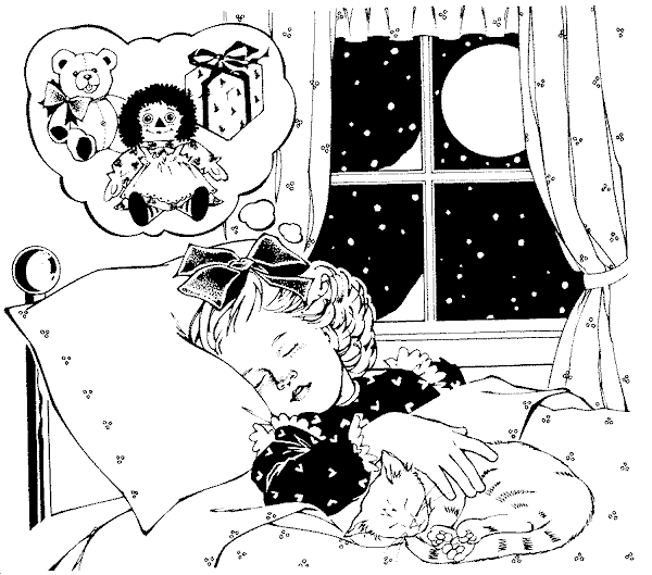 Home / Coloring Pages / Christmas / Girl Sleeping /