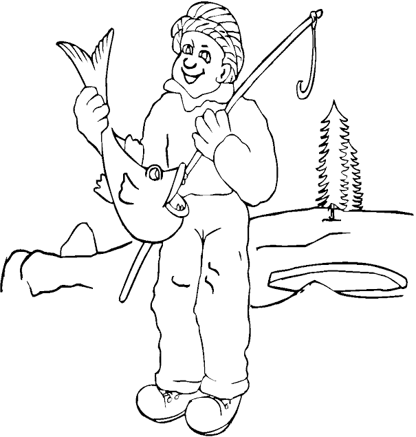 man fishing coloring pages - photo #6
