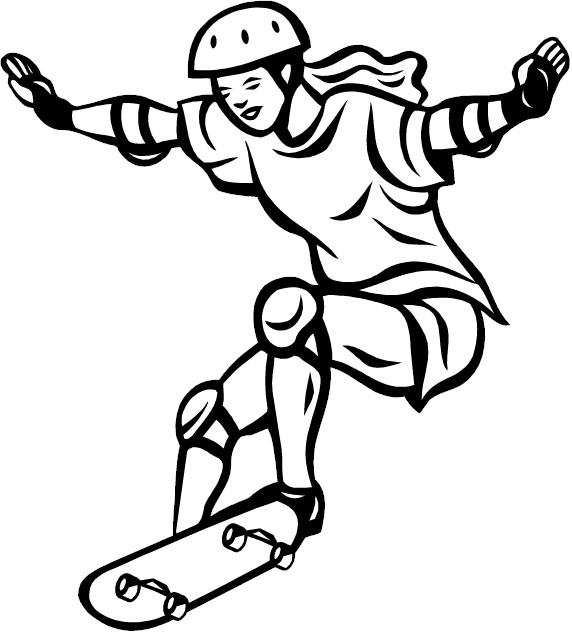 Skate Boarding Girl Coloring Pages 2