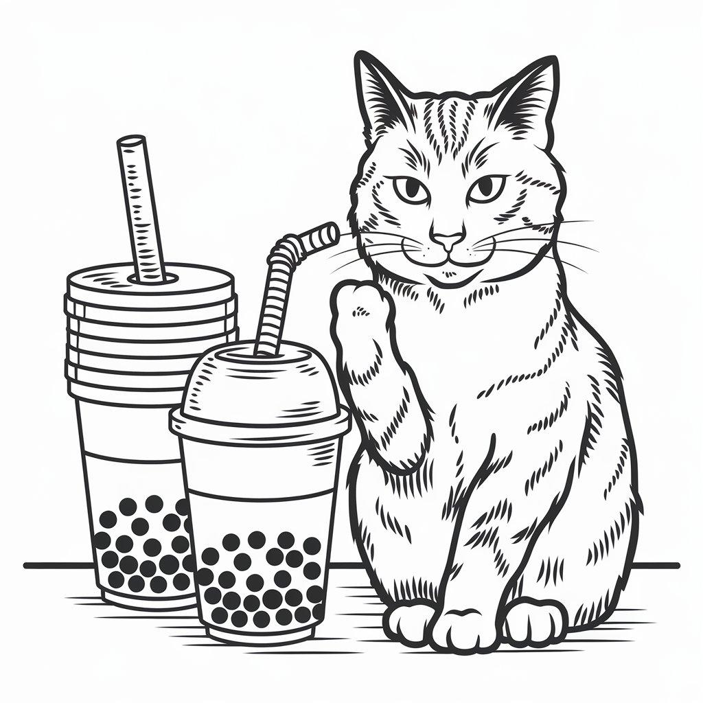 Boba_Cat_with_A_Straw_in_Its_Paw_Sitting_Next_to_A_Stack_of_Boba_Cups