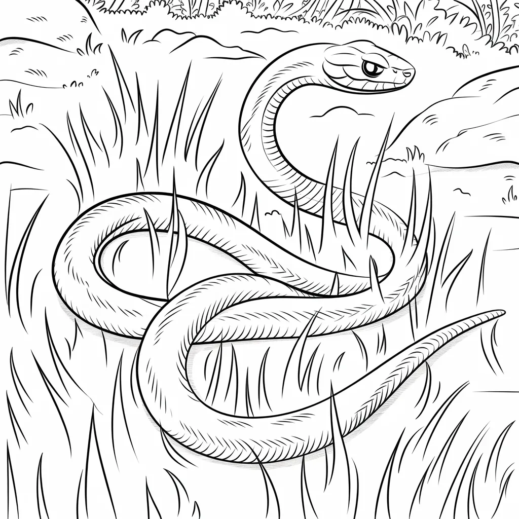 Grass_Snake_Twisting_Around_Tall_Grass