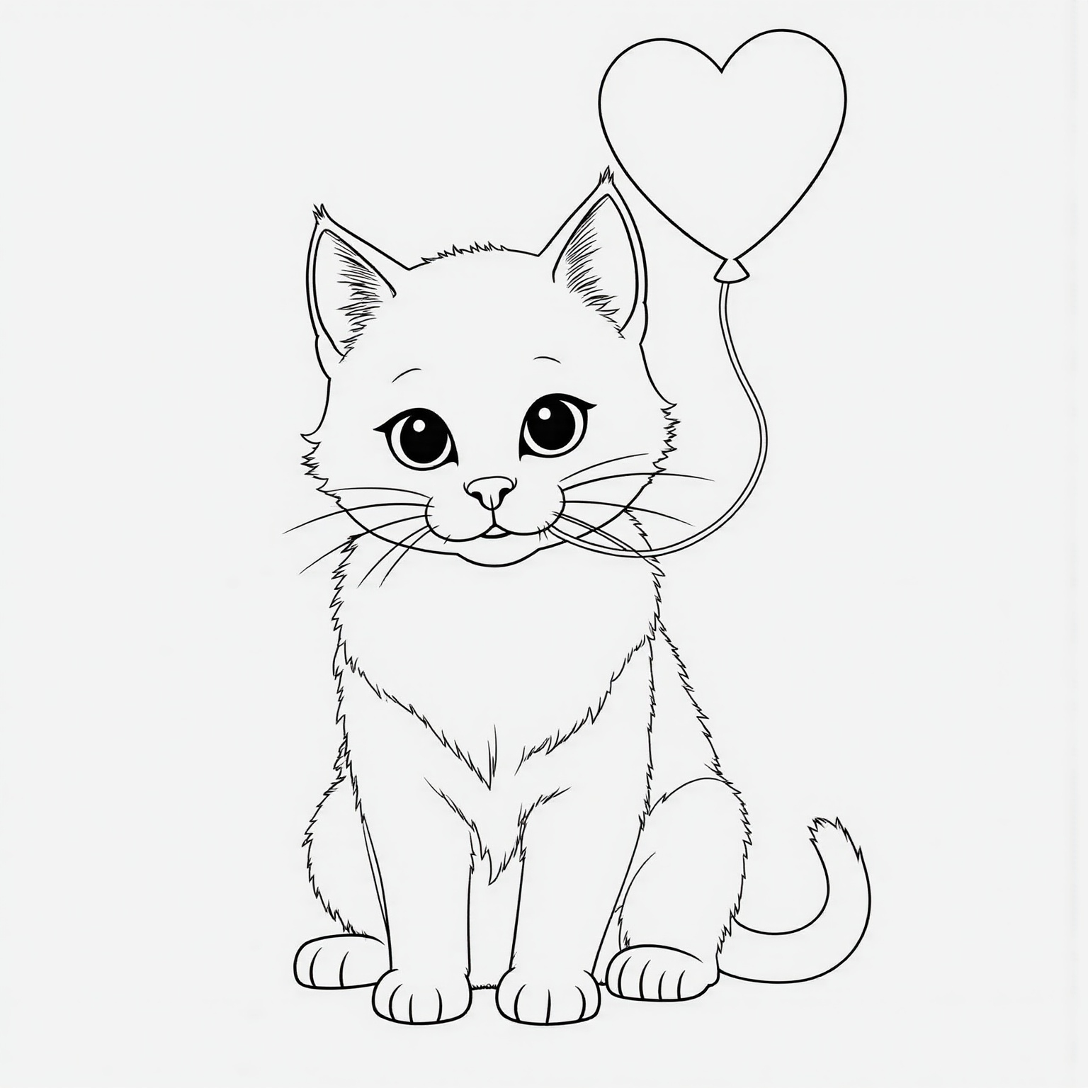 Kitten Holding a Heart-Shaped Balloon