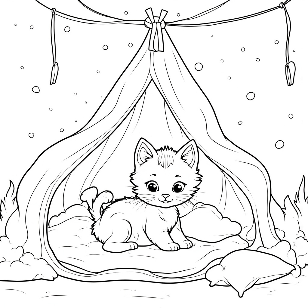Kitten in a Cozy Blanket Fort
