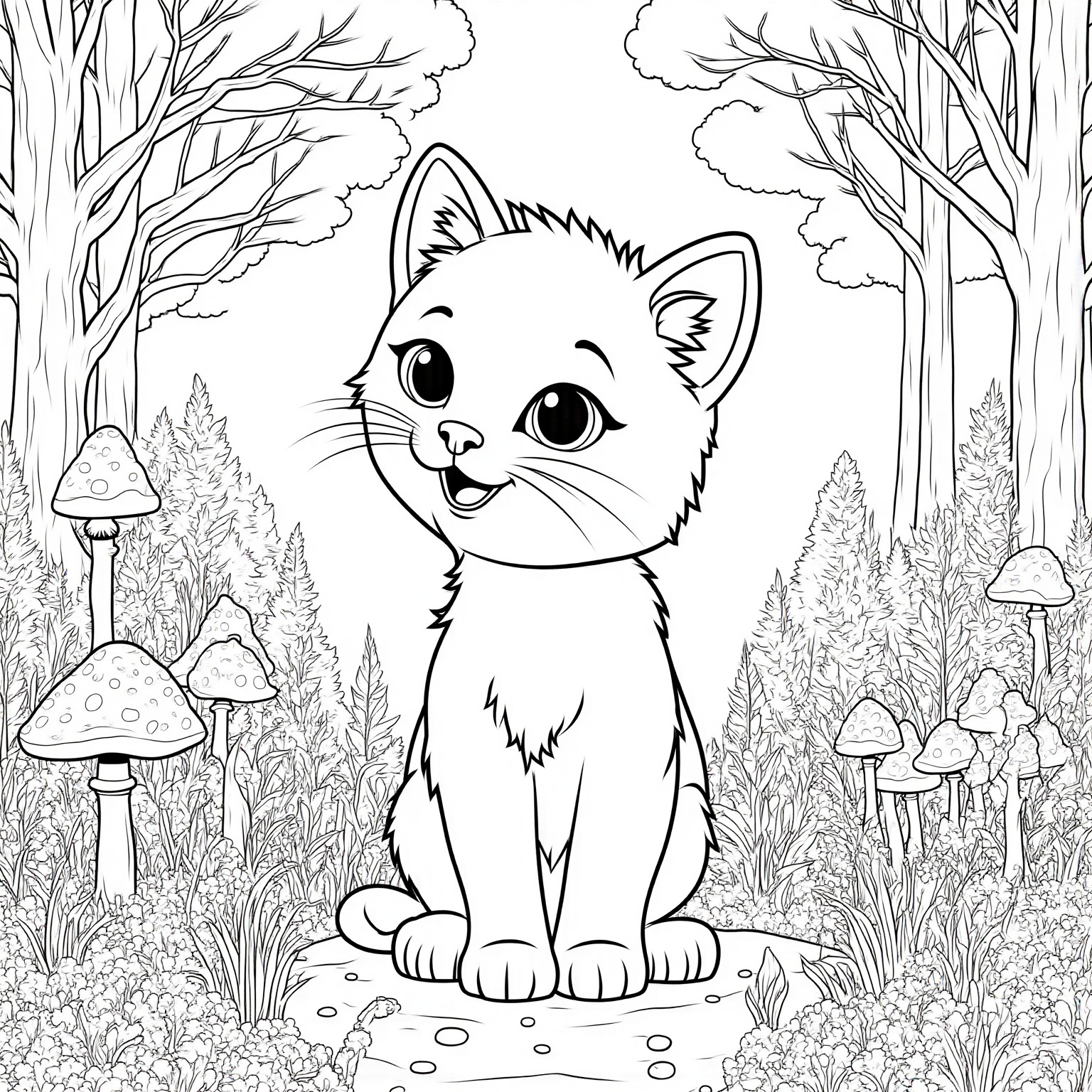 Kitten in a Magical Forest