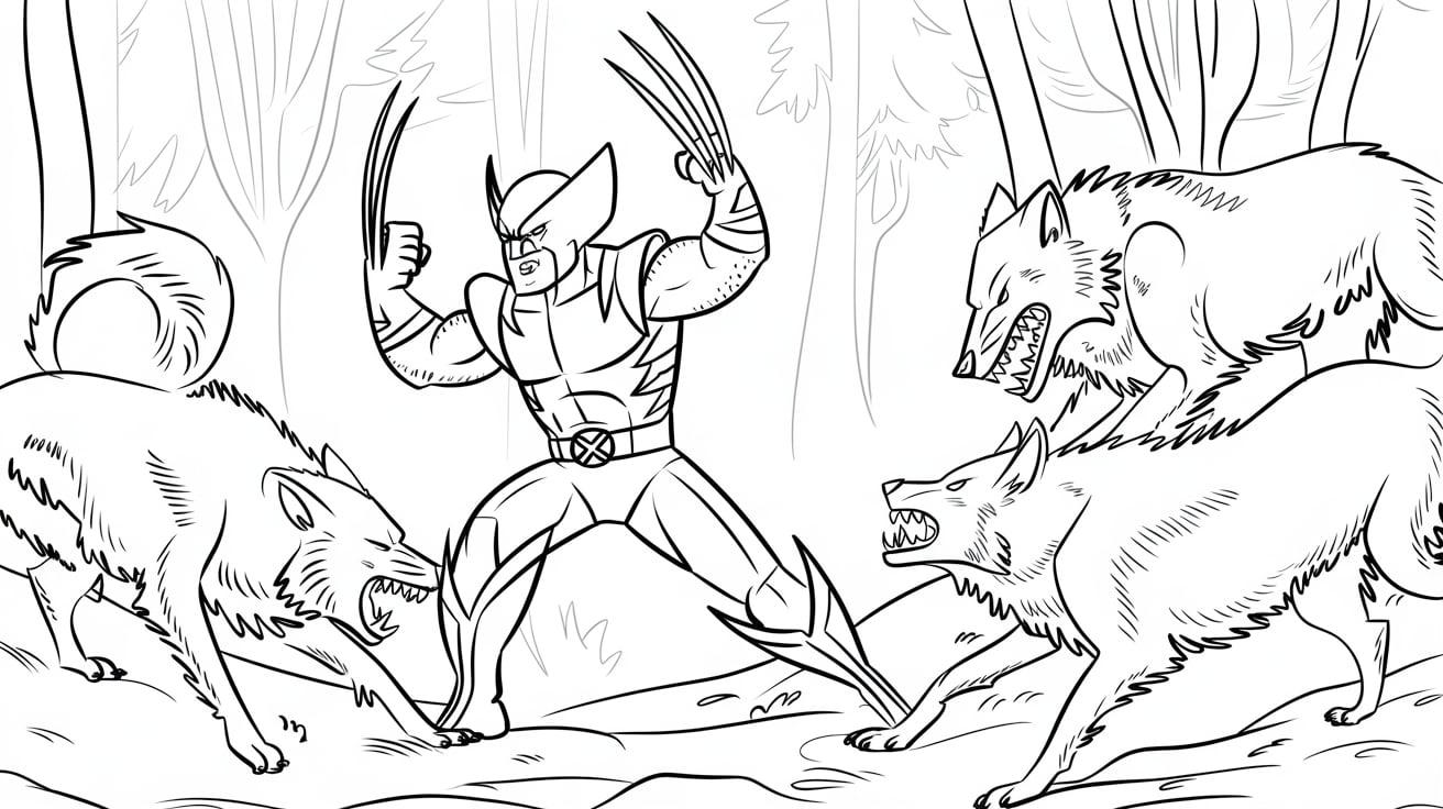 Wolverine_Fighting_Wild_Wolves