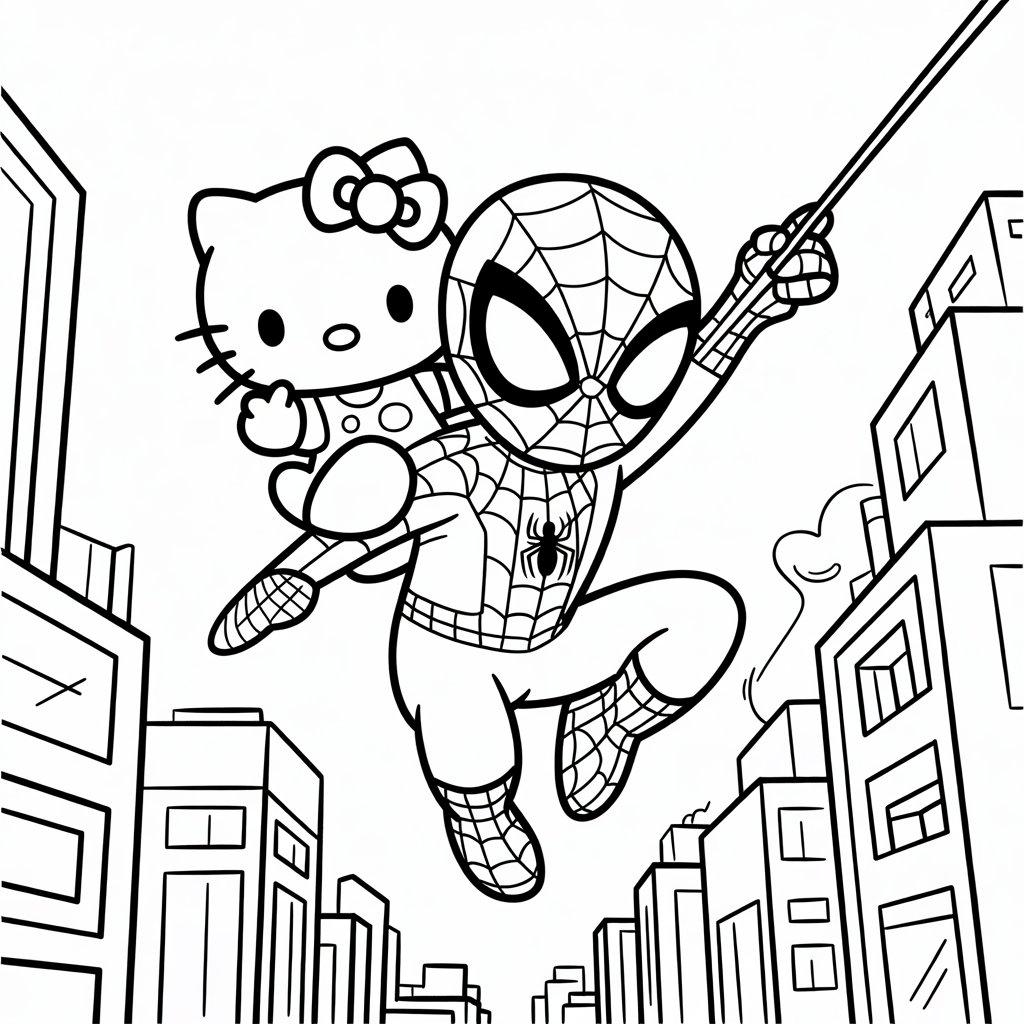 Hello_Kitty_and_Spider-Man_Swinging_Across_the_City