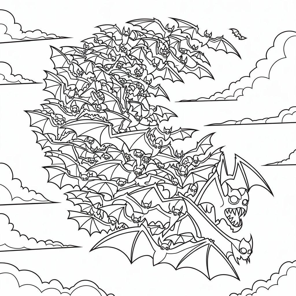 Bat Swarm Forming a Monster
