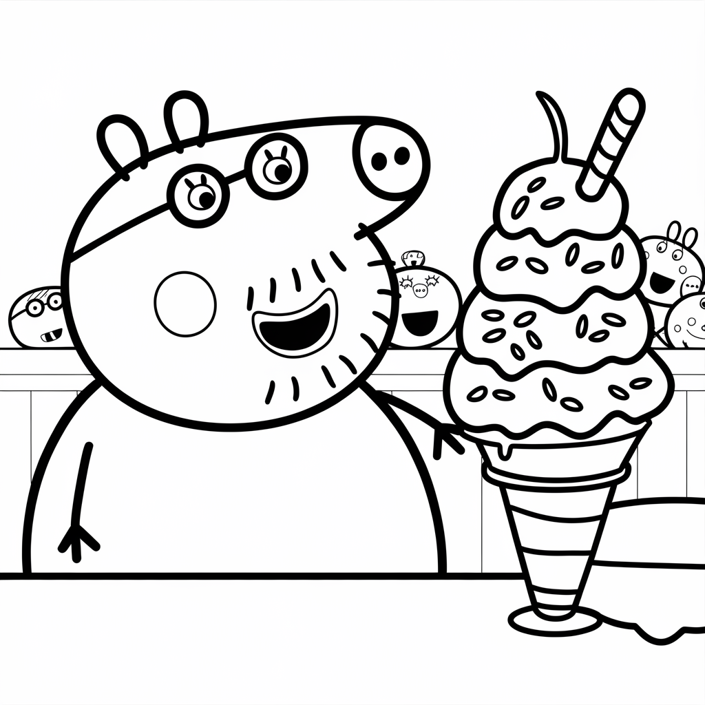 Daddy Pig Eating a Giant Ice Cream
