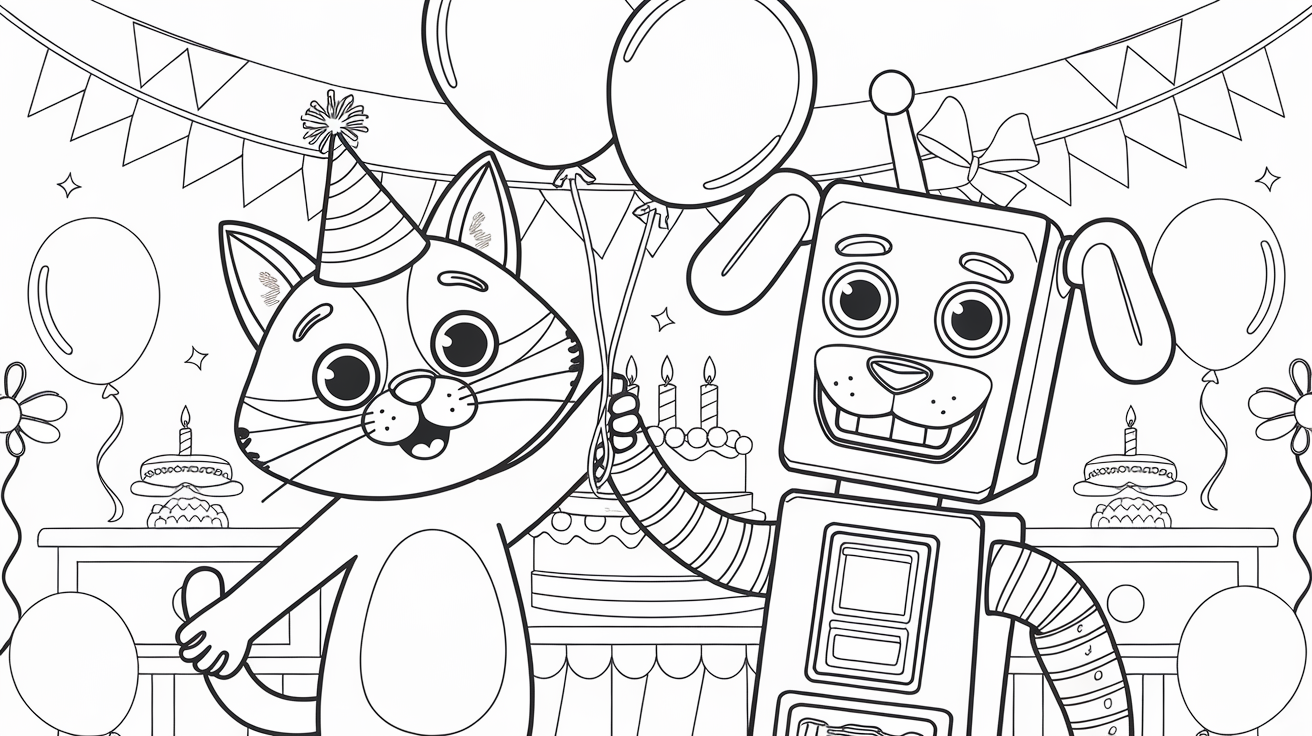 Hissy and A.R.F. with Balloons (Party Scene)
