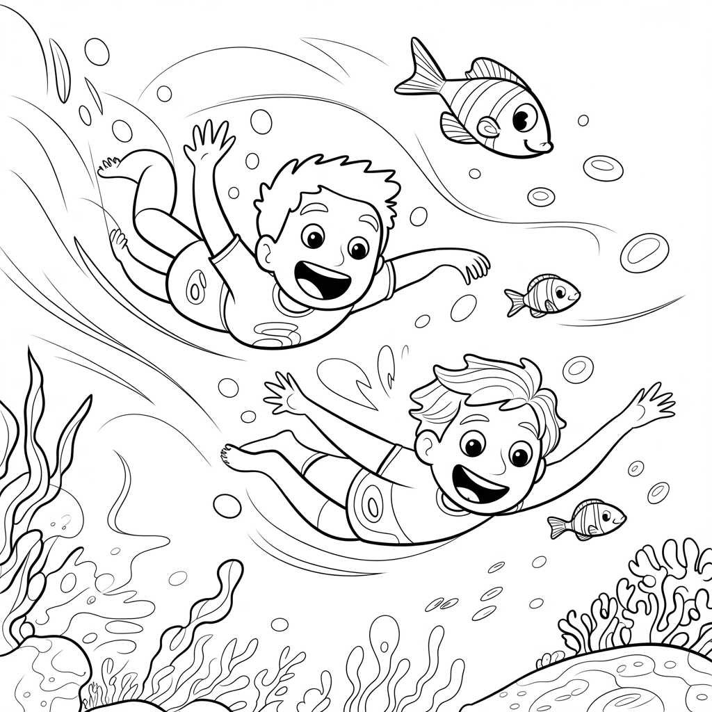 Luca and Alberto's First Swim in the Ocean
