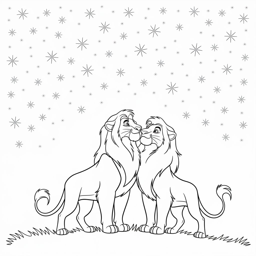 Mufasa and Simba Looking at the Stars
