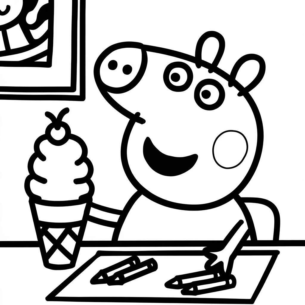 Peppa Pig Drawing an Ice Cream Picture

