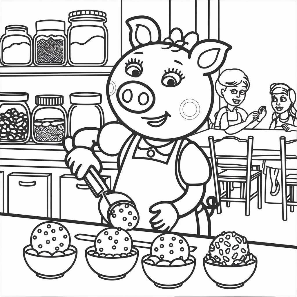 Peppa Pig Making Ice Cream Sundaes
