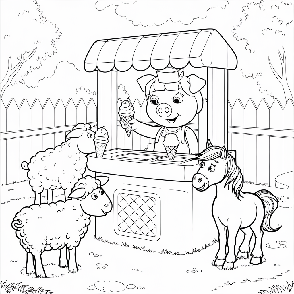 Peppa Serving Ice Cream to Friends