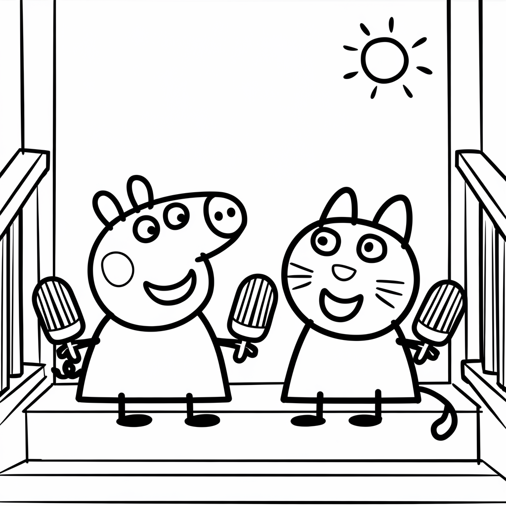 Peppa and Candy Cat with Colorful Ice Pops
