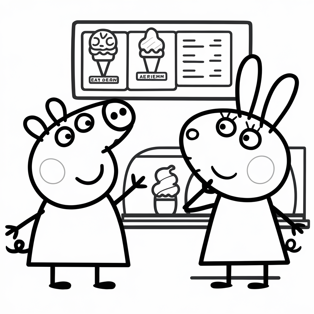 Peppa and Rebecca Rabbit Choosing Flavors

