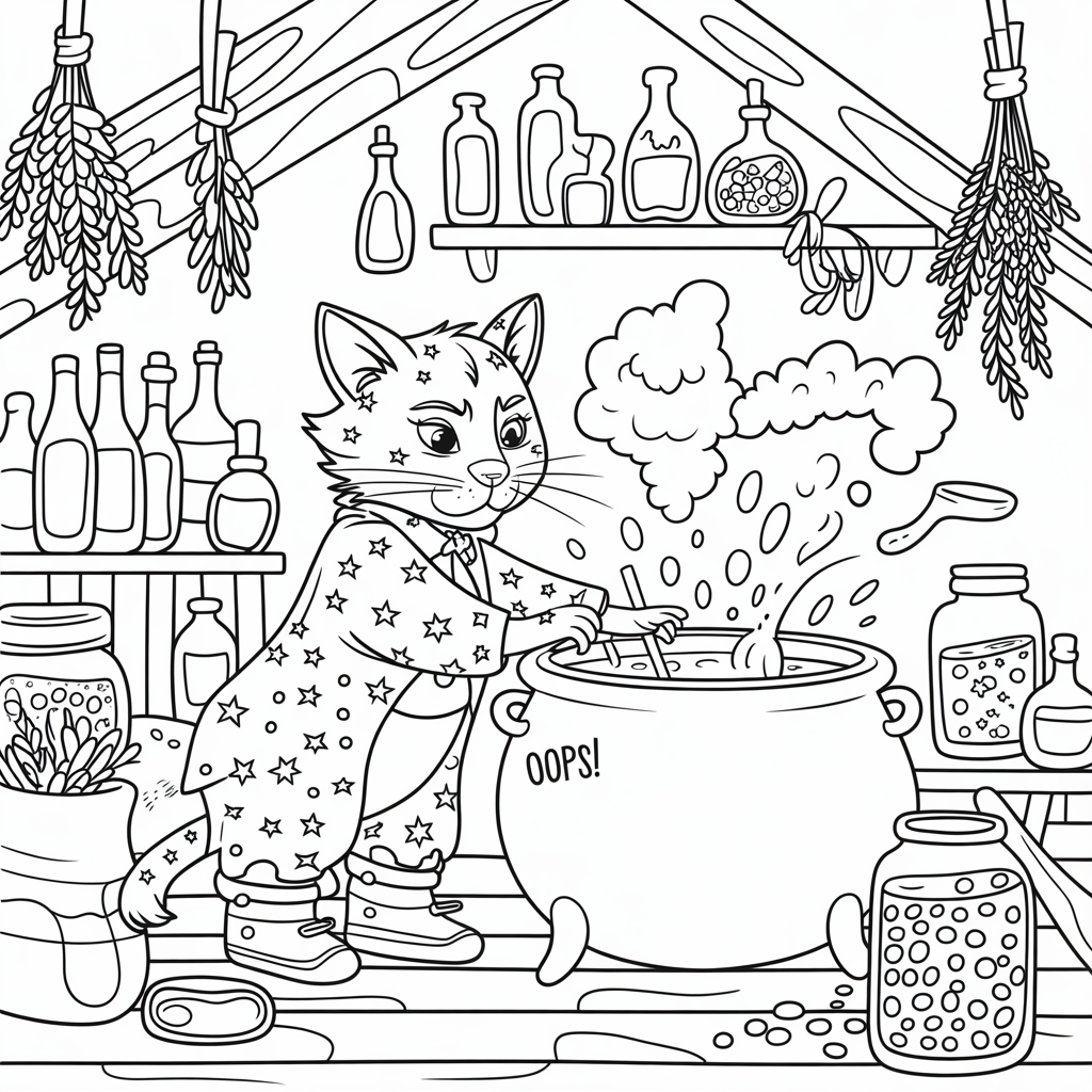 Potion Mishap in a Witch's Cottage