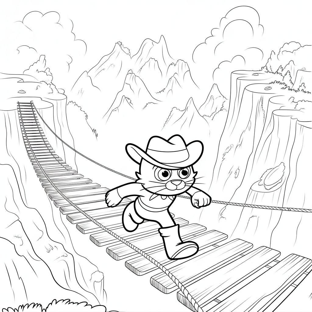 Puss Crossing a Rickety Bridge