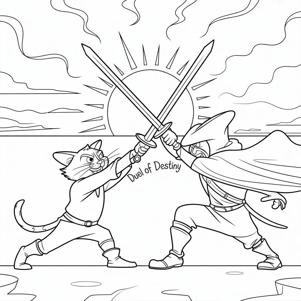 Sword Duel at Sunset
