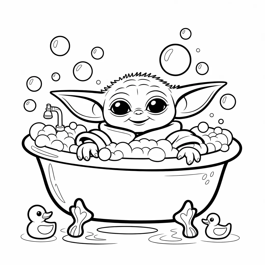 Baby Yoda Having a Bubble Bath