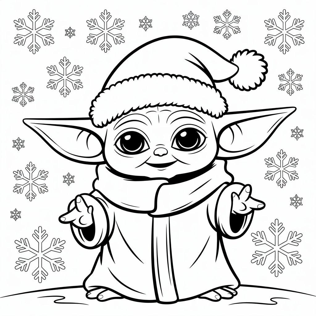 Baby Yoda Wearing a Santa Hat