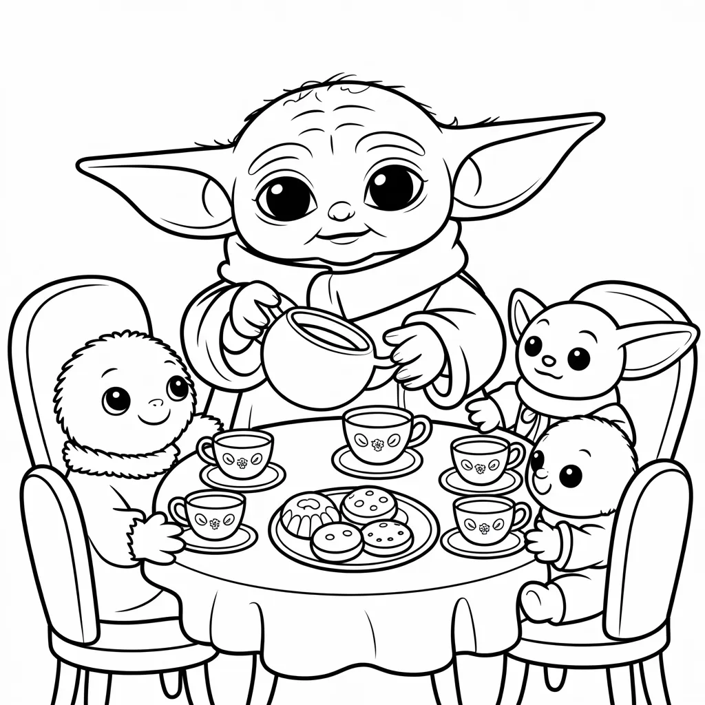 Baby Yoda at a Tea Party