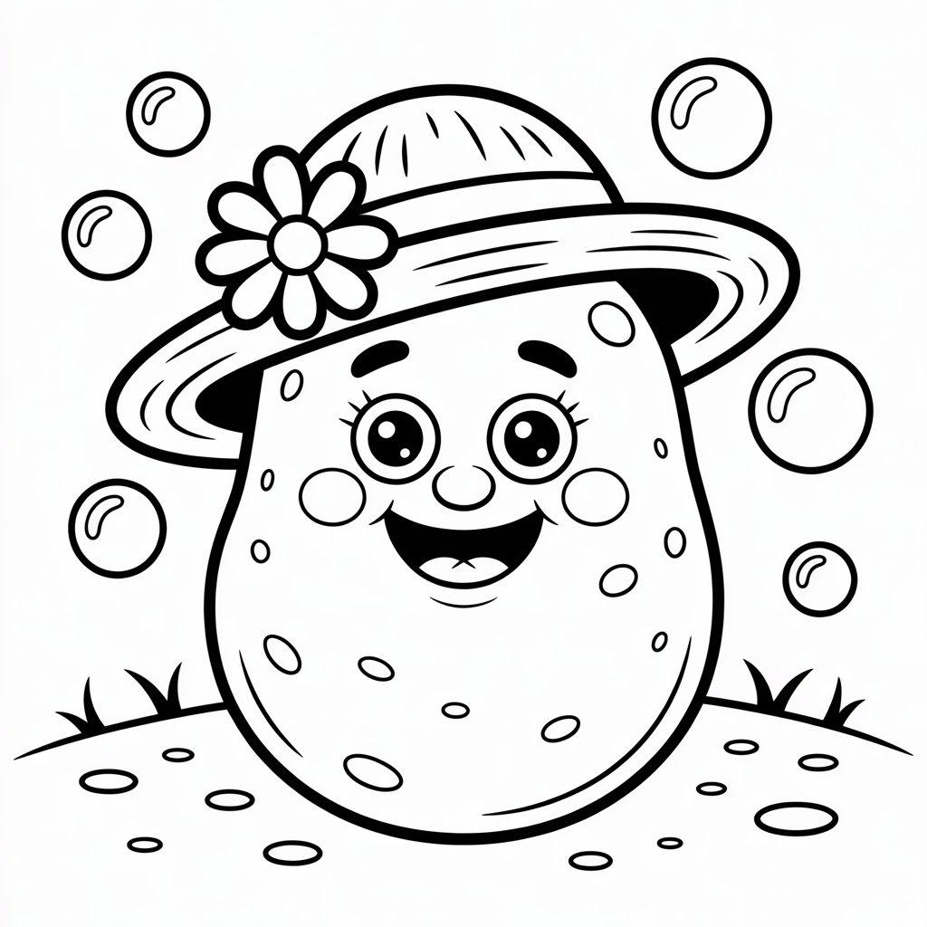 Potato with a Cute Smiling Face