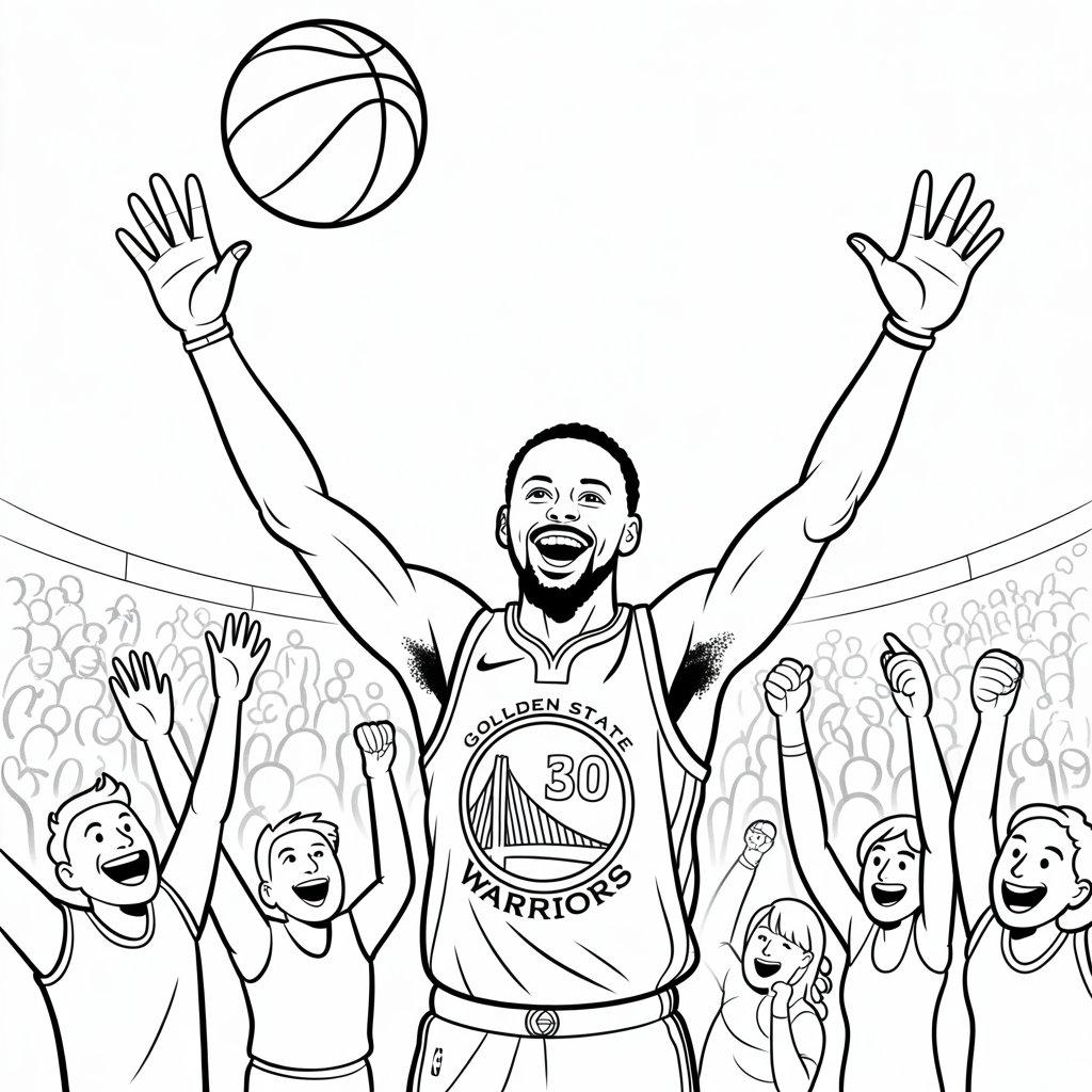 Steph Celebrating with His Arms Raised