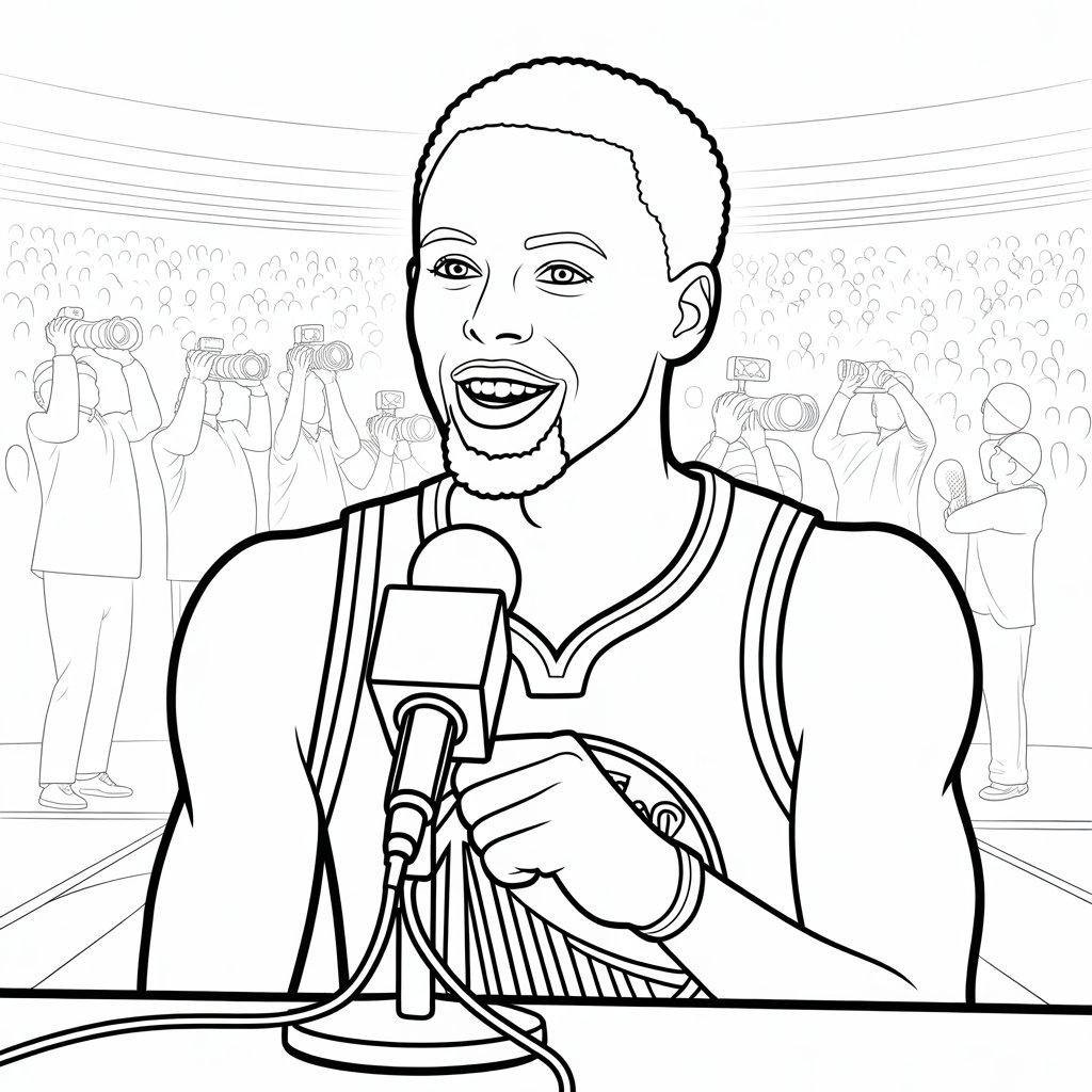 Steph Curry in a Press Interview Pose