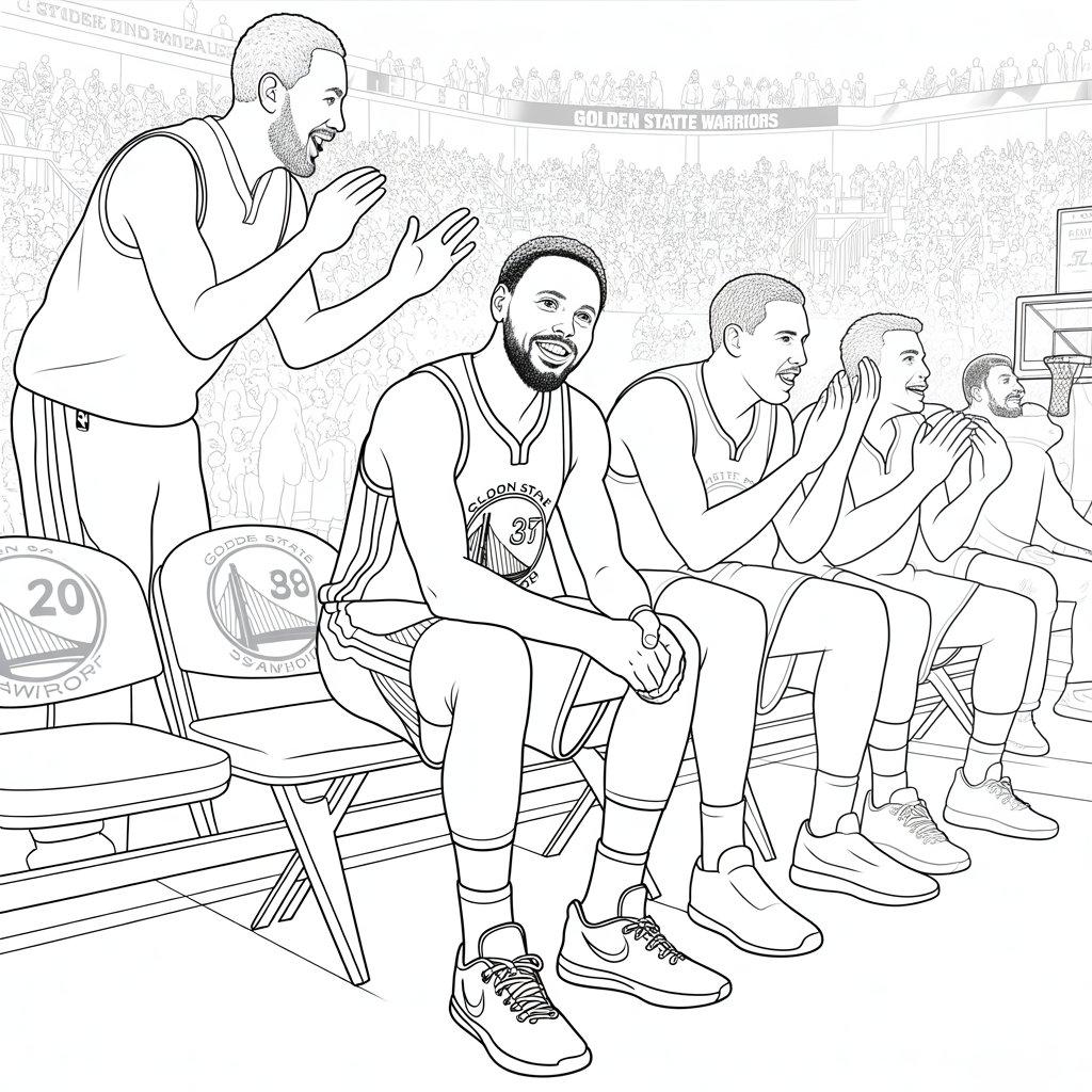Steph Sitting on the Bench Mid-Game