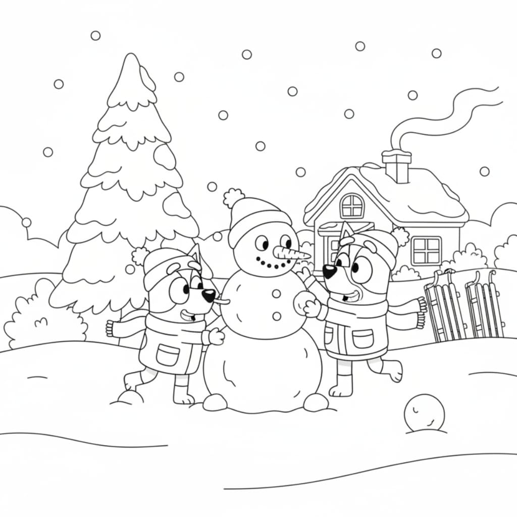 Bluey and Bandit in the Snow