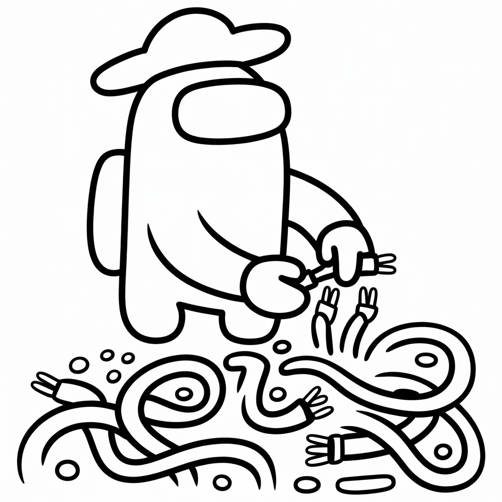 among us crewmate fixing wires