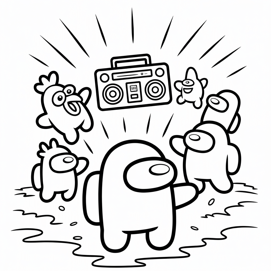 among us crewmate in a dance party