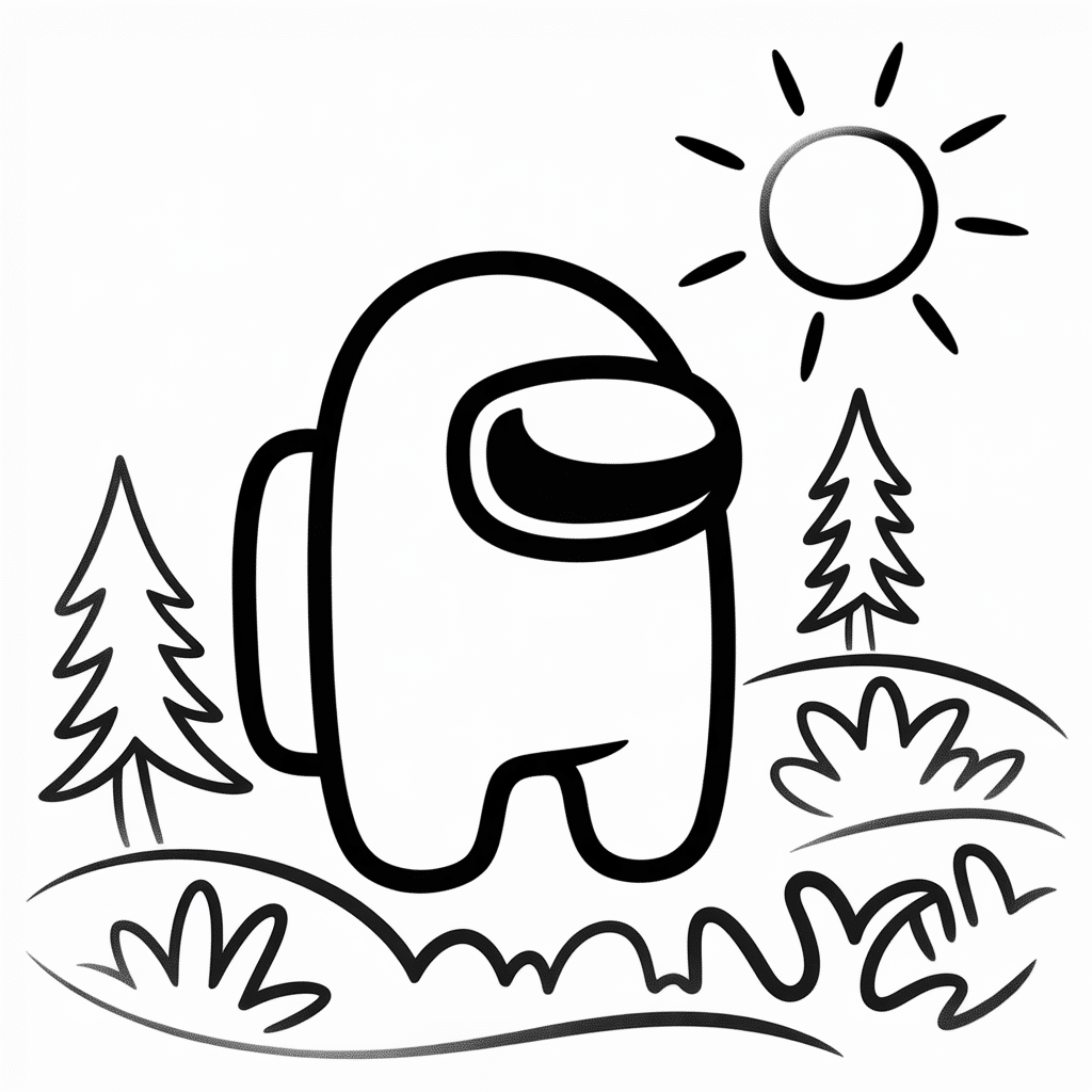 among us crewmate in a forest