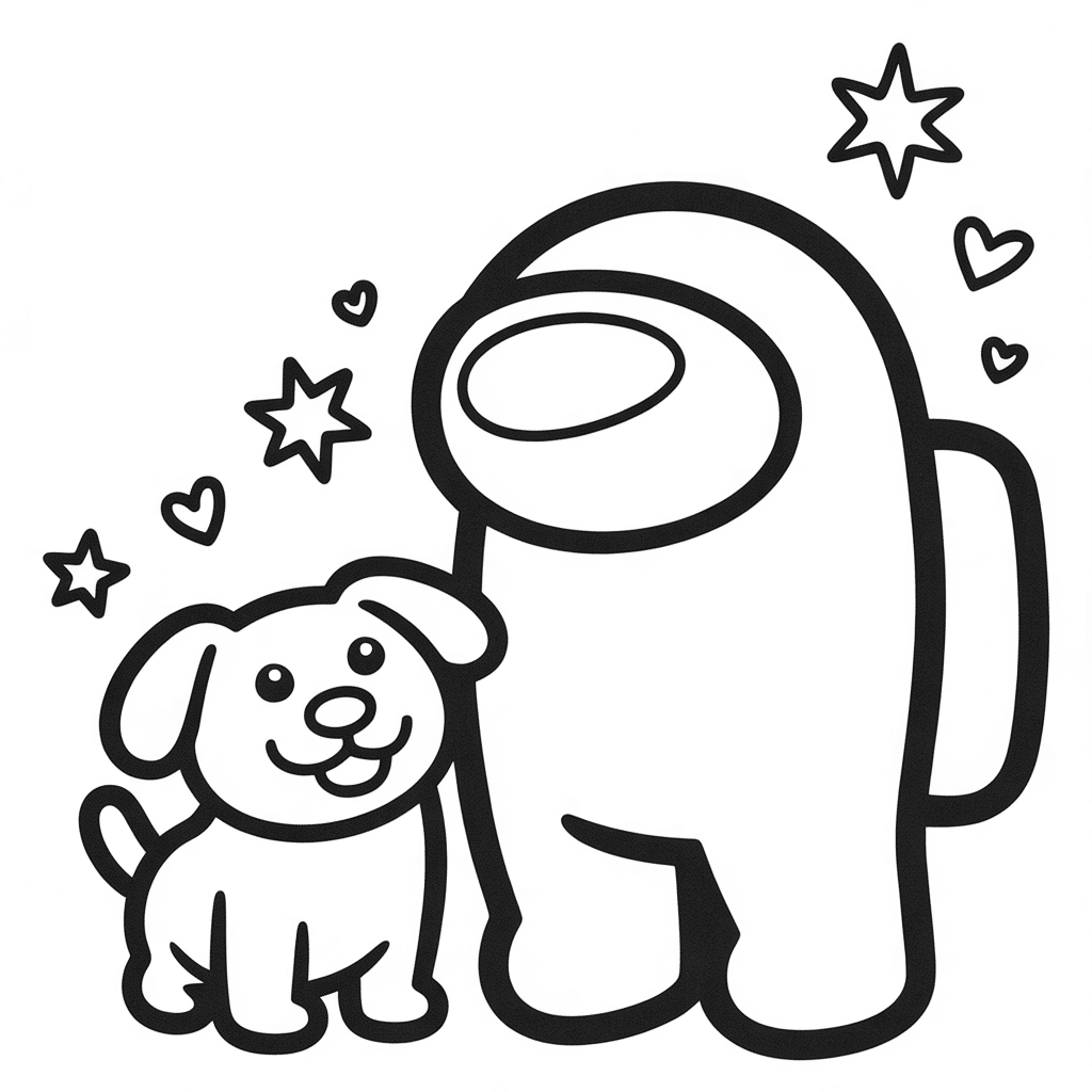 among us crewmate with a pet