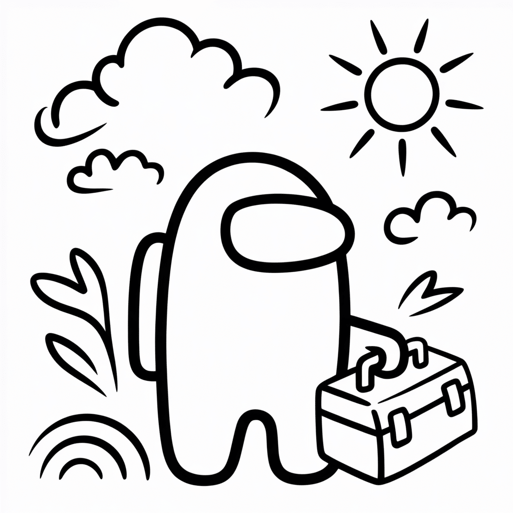 among us crewmate with a toolbox