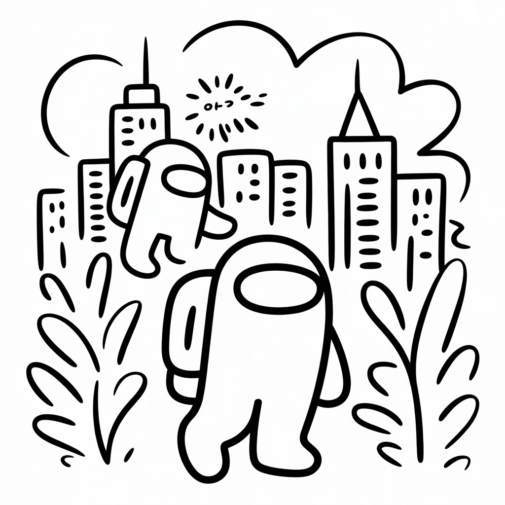 among us crewmates in a city