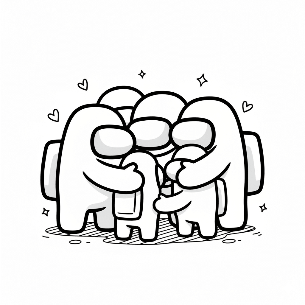 among us crewmates in a group hug