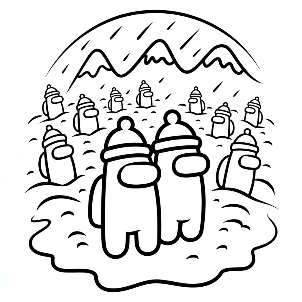 among us crewmates in a snowstorm