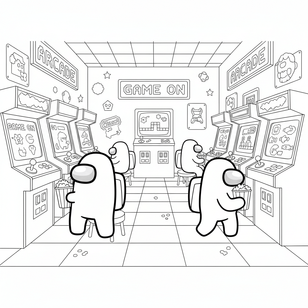 among us crewmates in an arcade