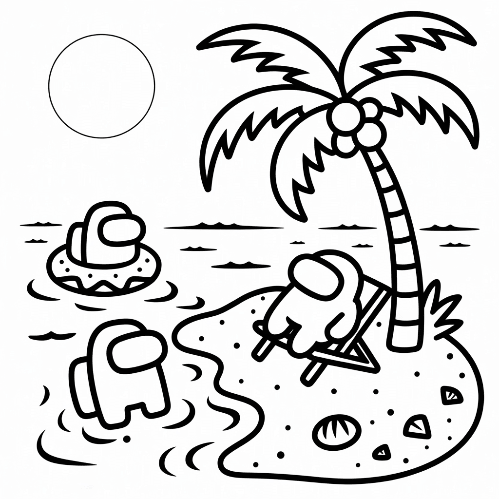 among us crewmates on a beach