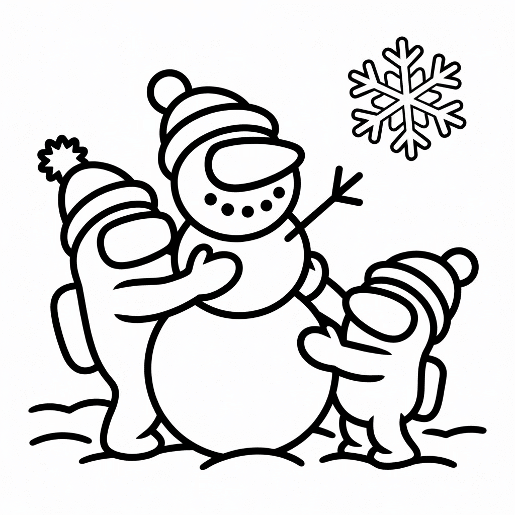 among us crewmates with a snowman