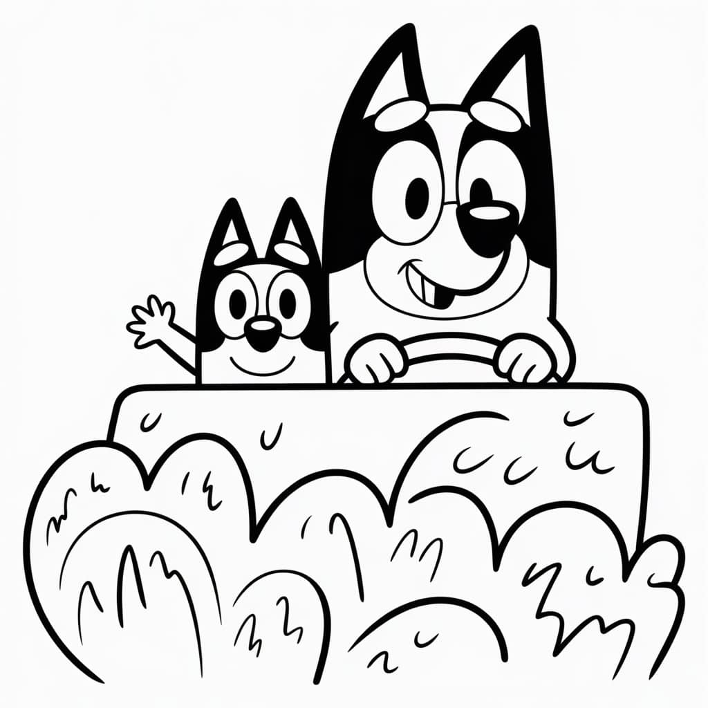 bluey and dad on a road trip