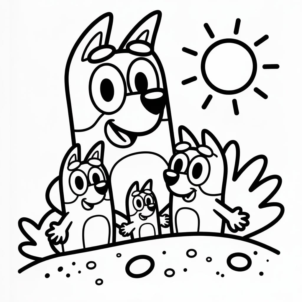 bluey and her family at the beach