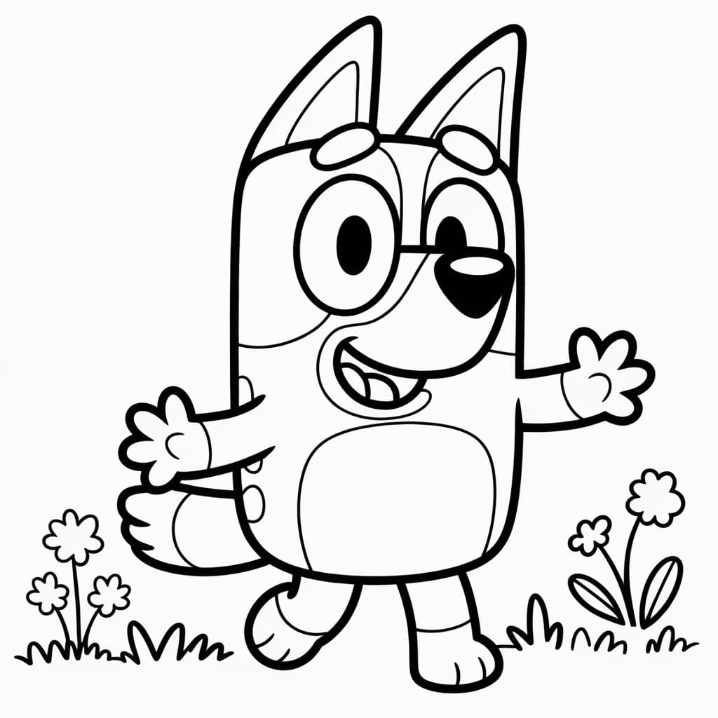 bluey coloring page in her gardenjpeg