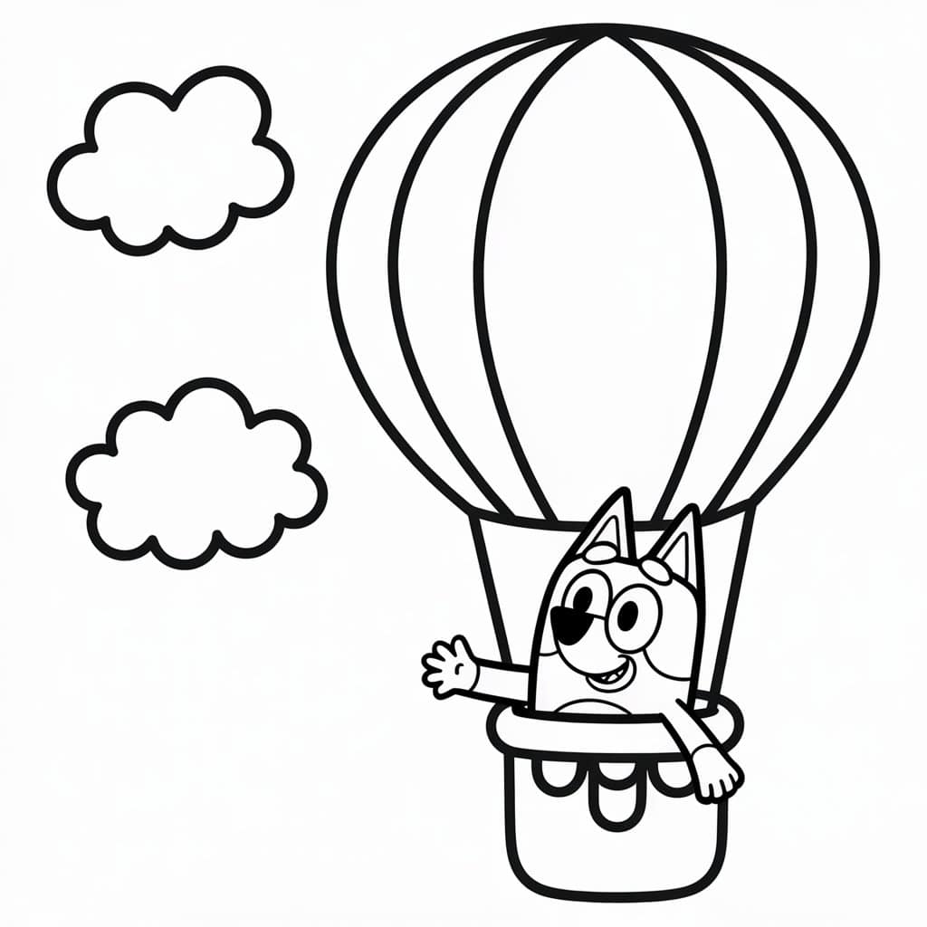 bluey in a hot air balloon