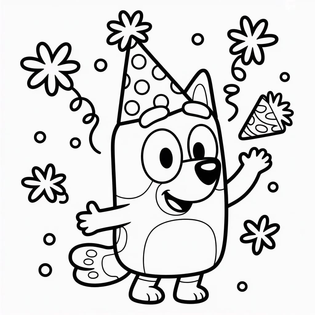 blueys birthday party coloring page