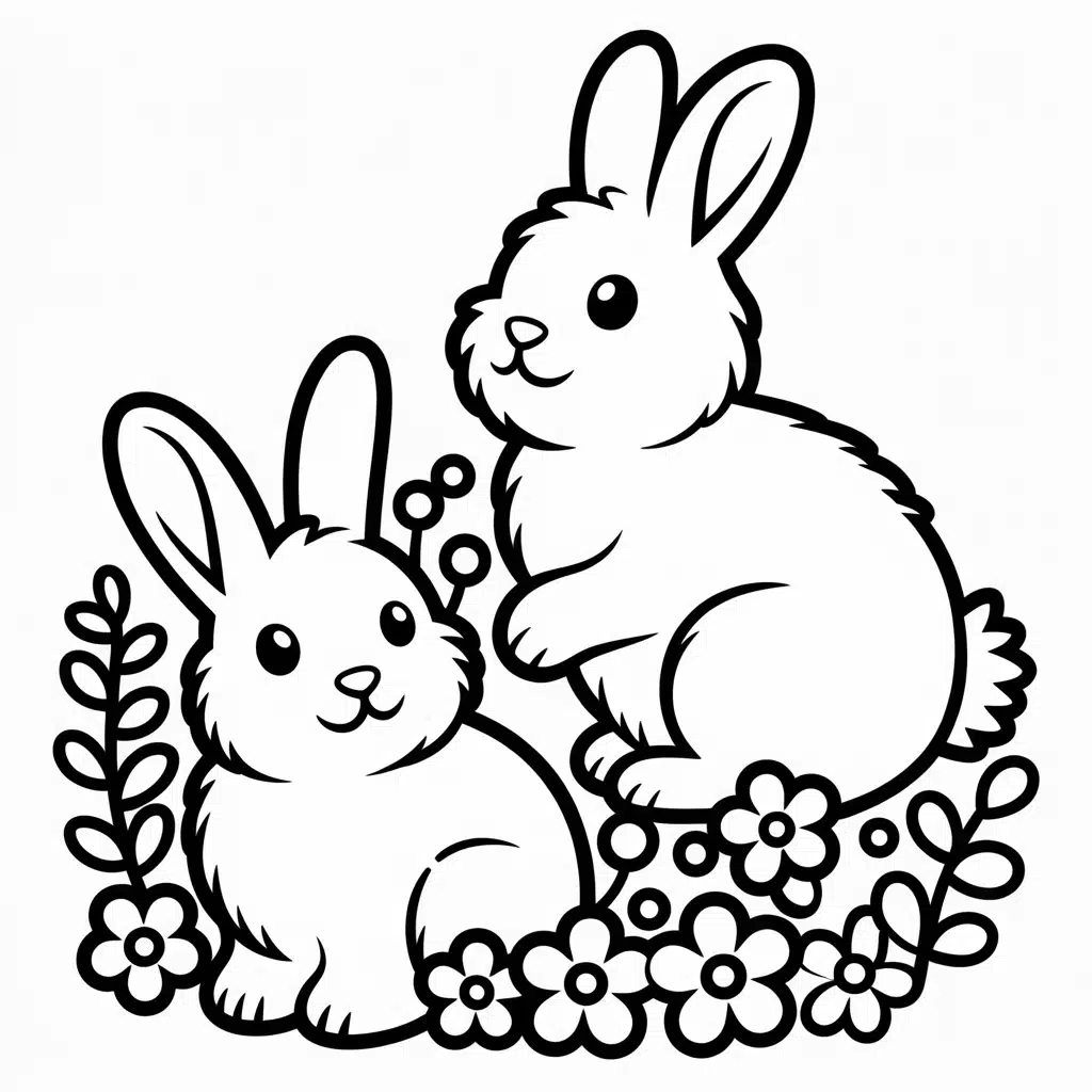 bunnies with flowers