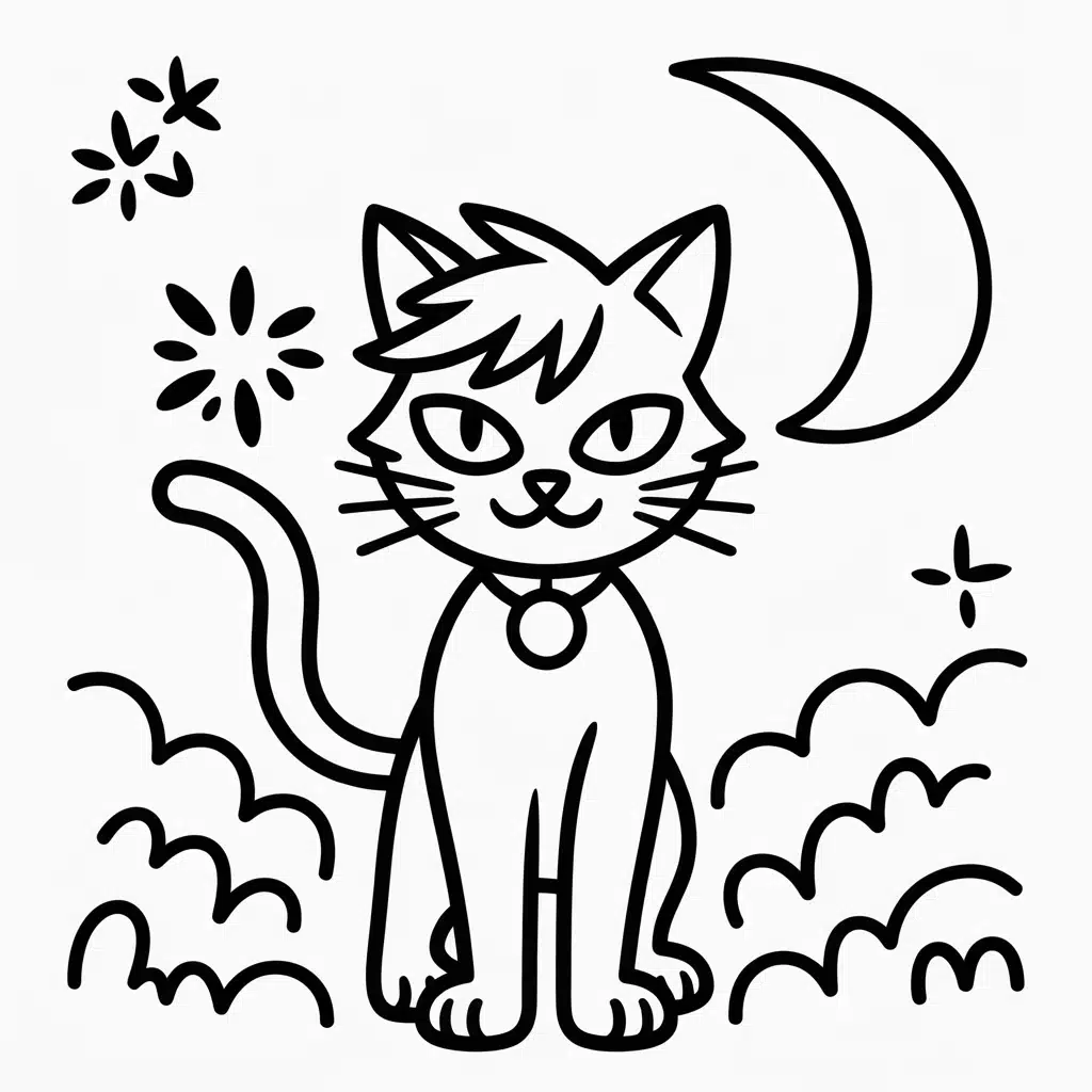 cat noir in the moonlight