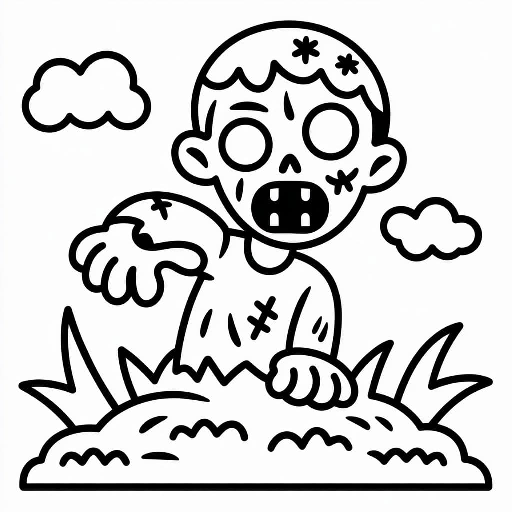 classic zombie rising from the grave